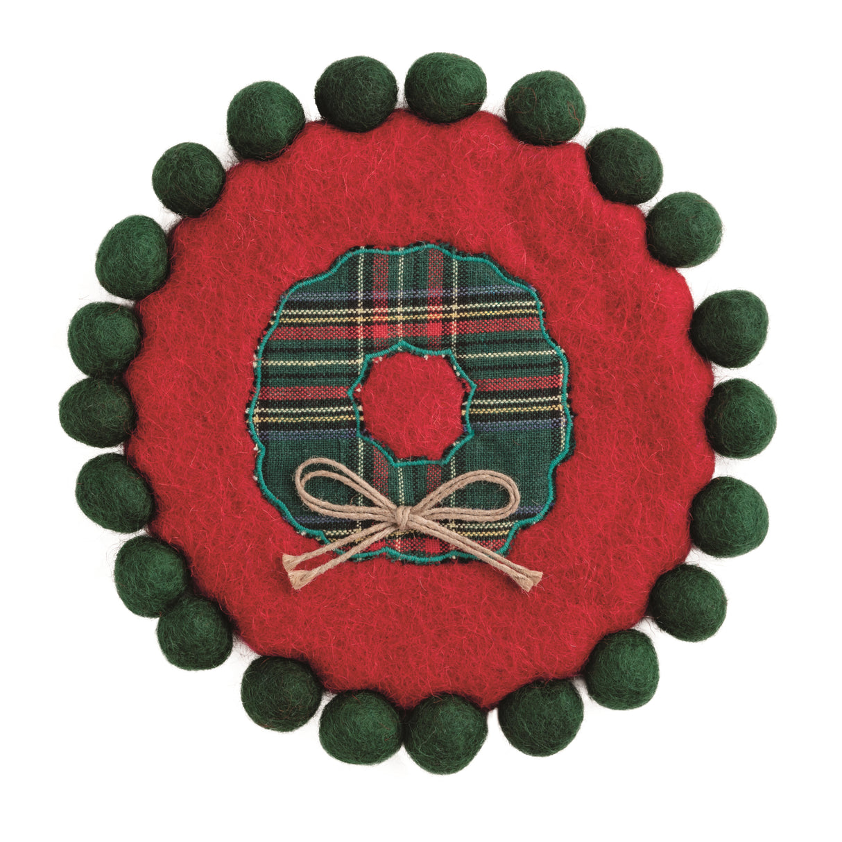 WREATH XMAS FELTED TRIVET