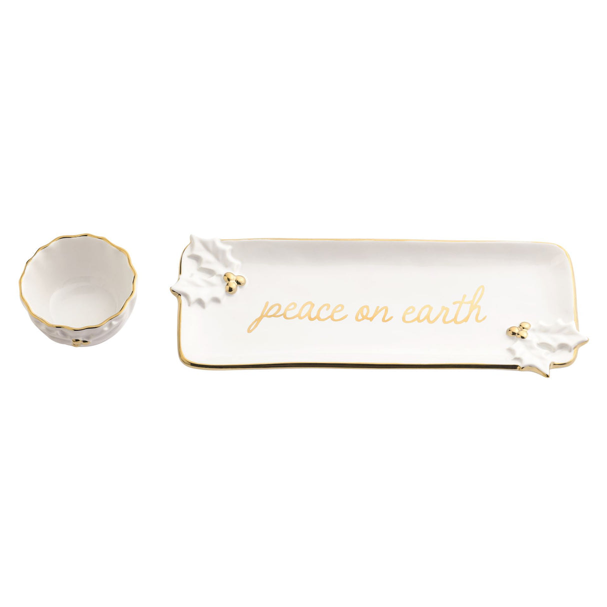 Gold Holly Tray & Tidbit Set