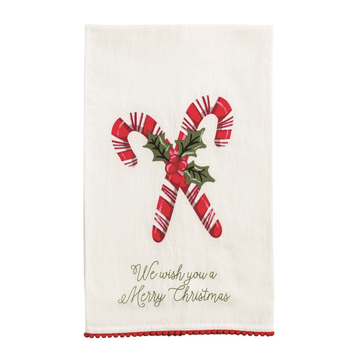 Candy Cane Pom Trim Towel