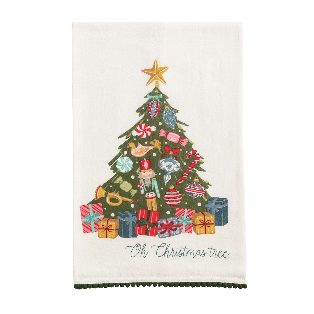 Christmas Tree Pom Trim Towel