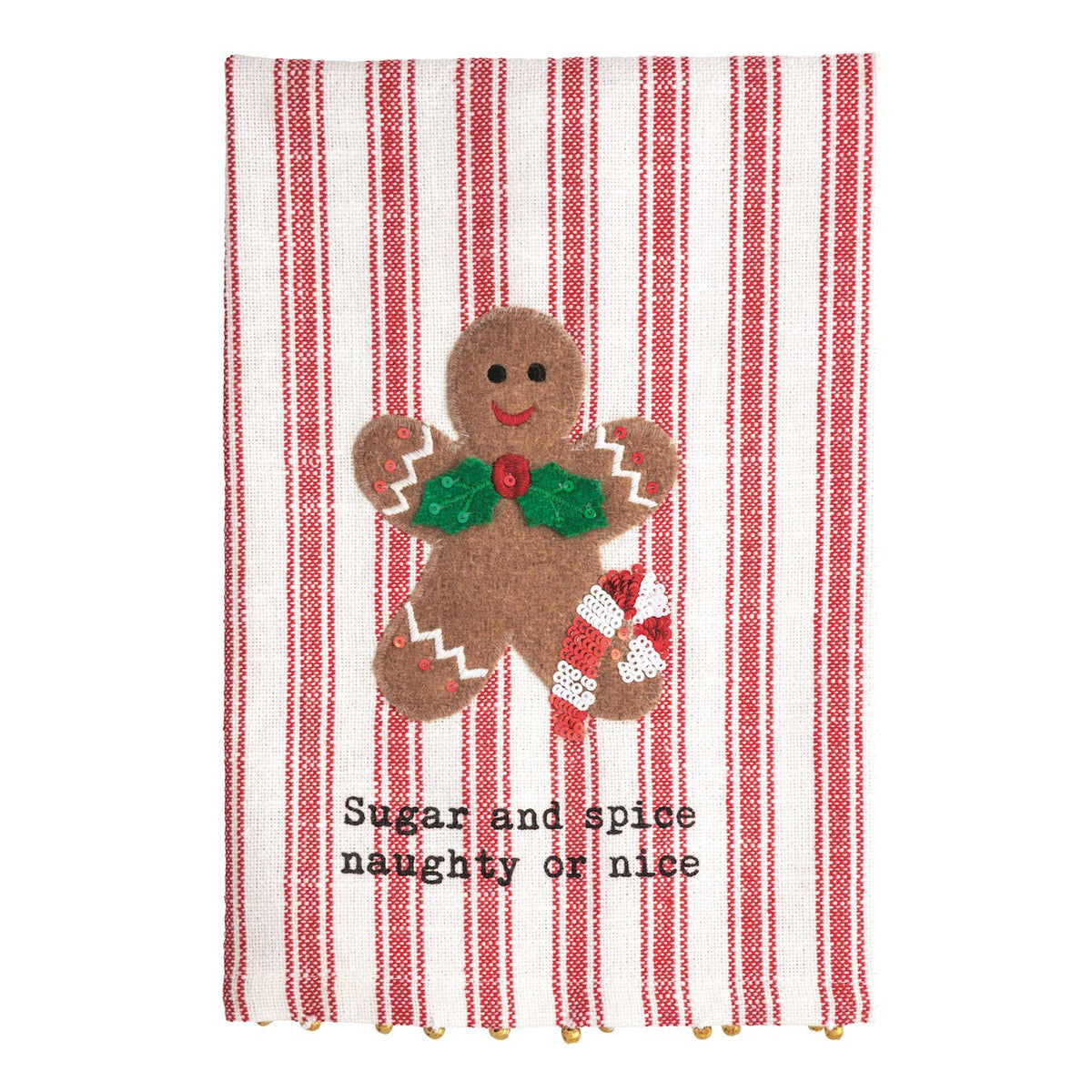 GINGERBREAD FELT SEQUIN TOWEL