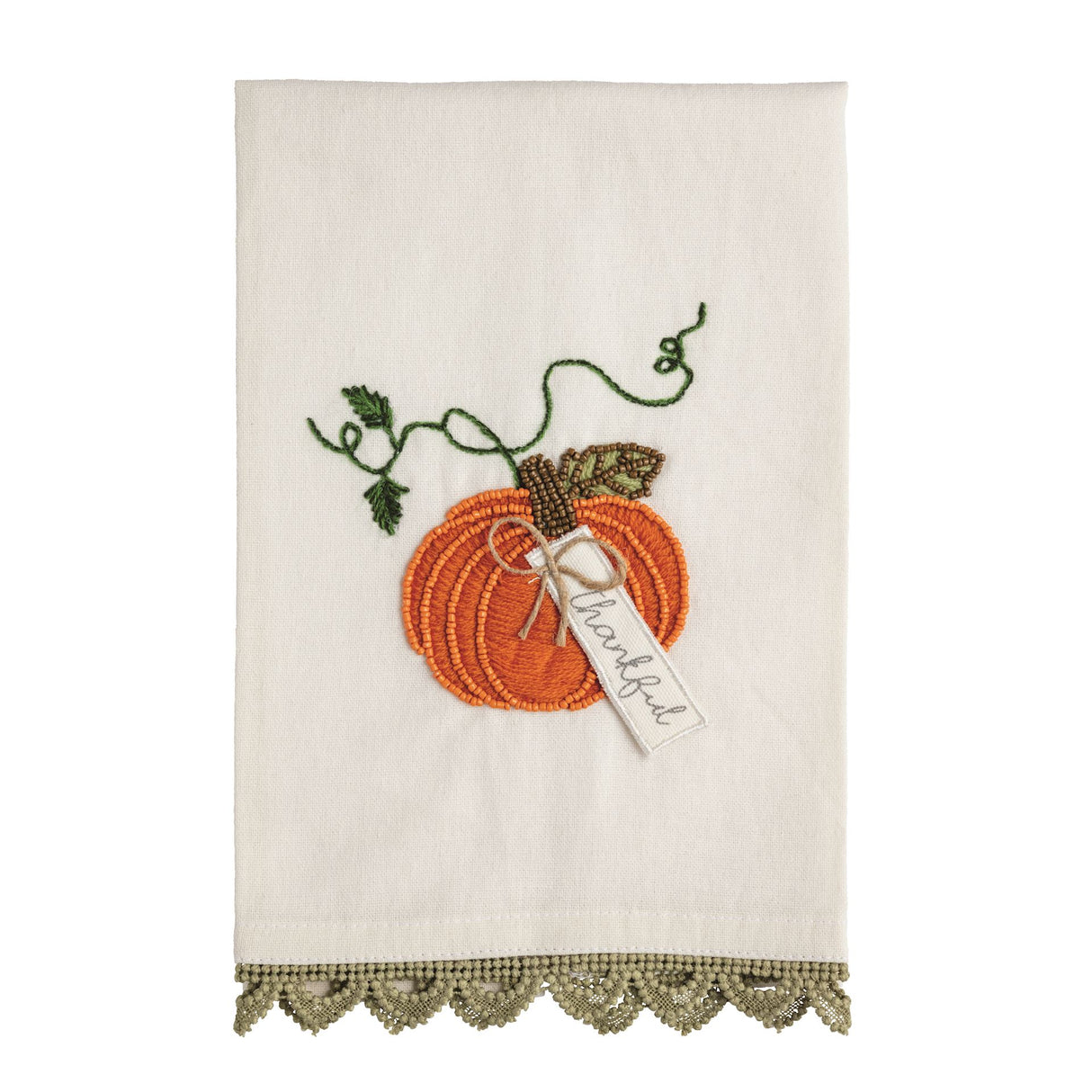 Single Pumpkin Beaded Embroidery Towel