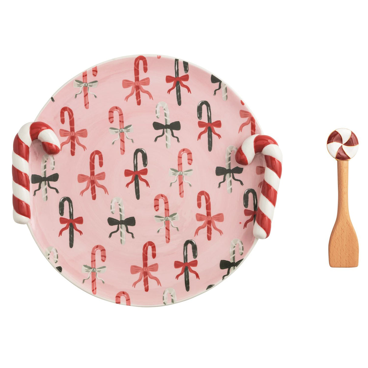 Candy Cane Cookie Plate Set