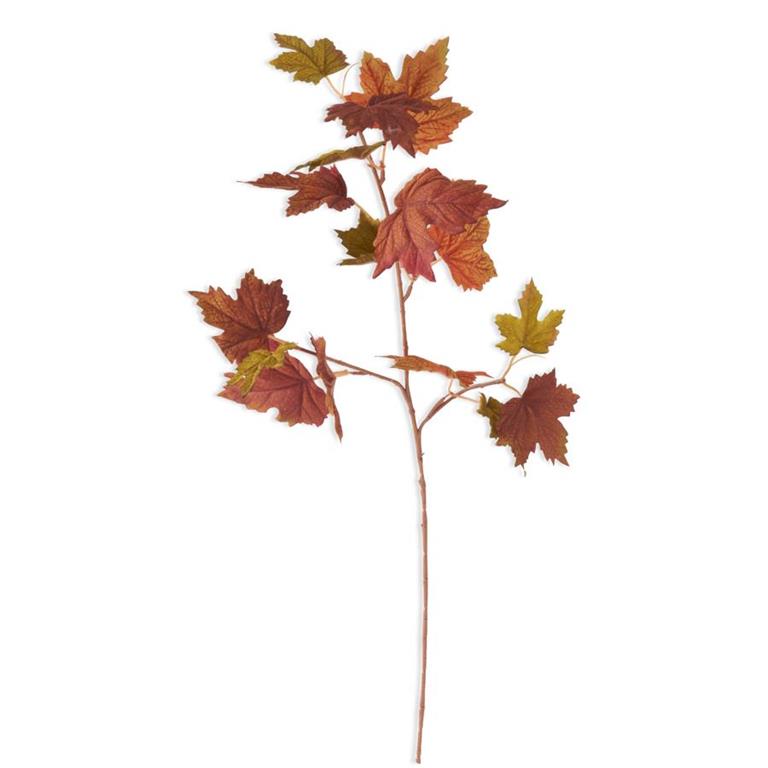 28 Inch Red Orange Brown & Green Fall Maple Leaf Branch