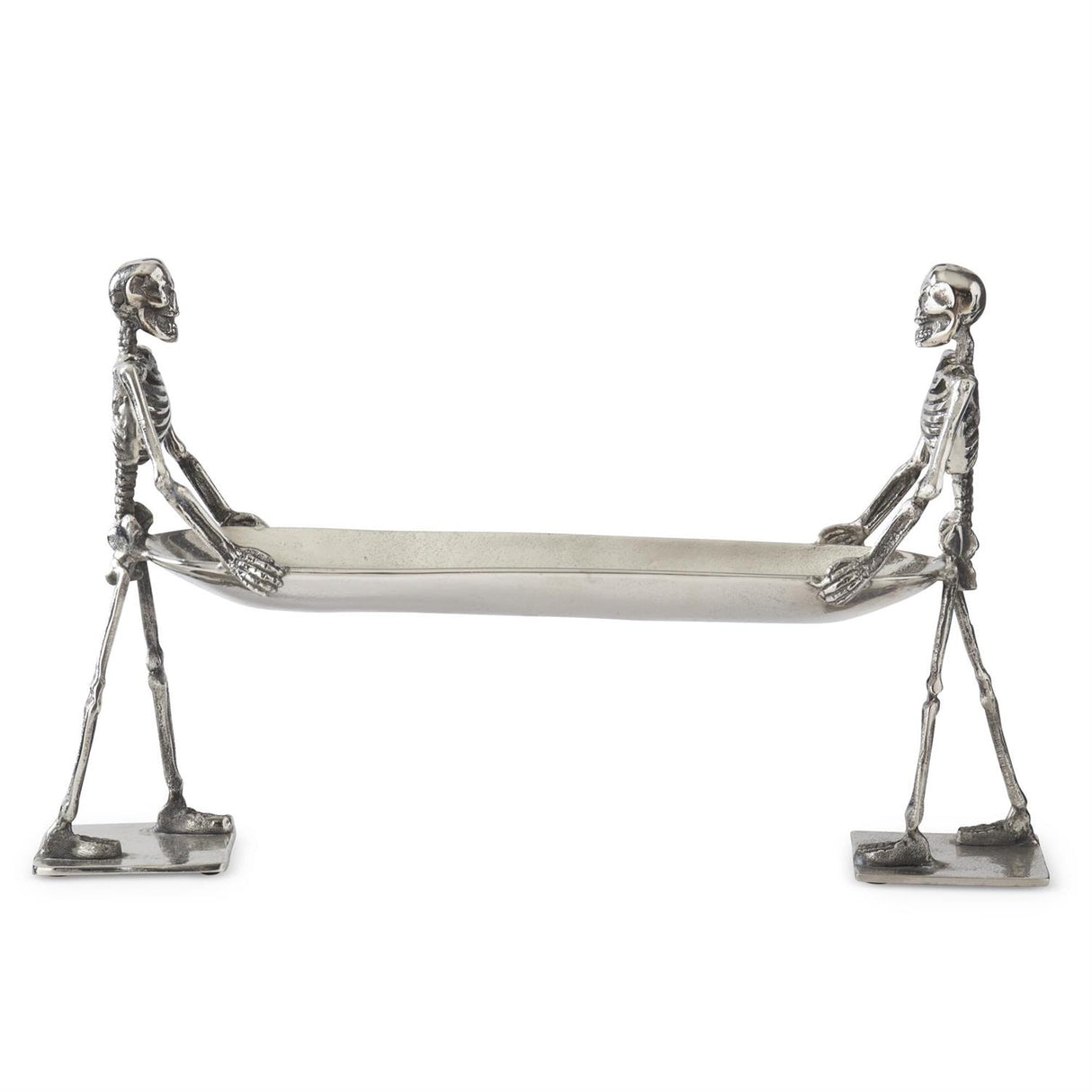 21.75 Inch Silver Metal Double Skeleton Serving