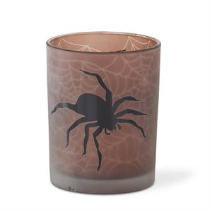 Spider Frosted Glass Votives w/Amber & Web Interiors