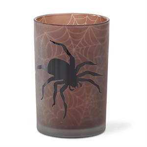 Spider Frosted Glass Votives w/Amber & Web Interiors