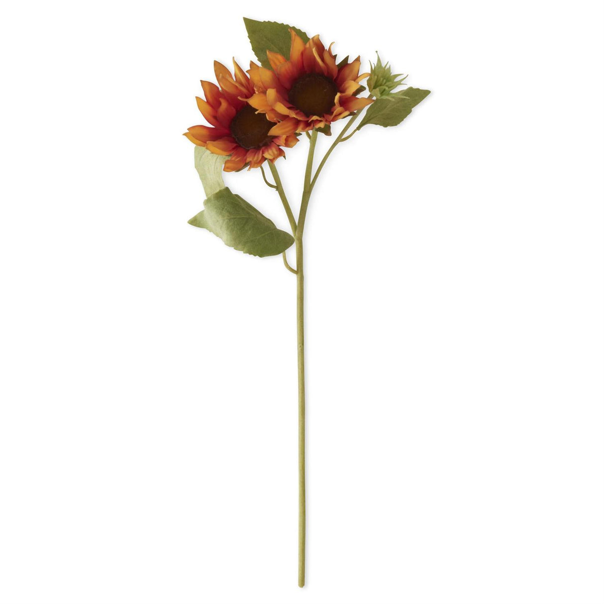19 Inch Orange Sunflower 2 Blossom 1 Bud Stem