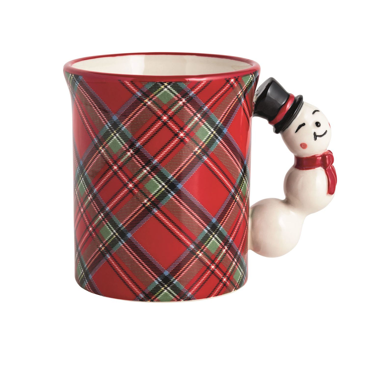 Snowman Tartan Figural Handle Mug