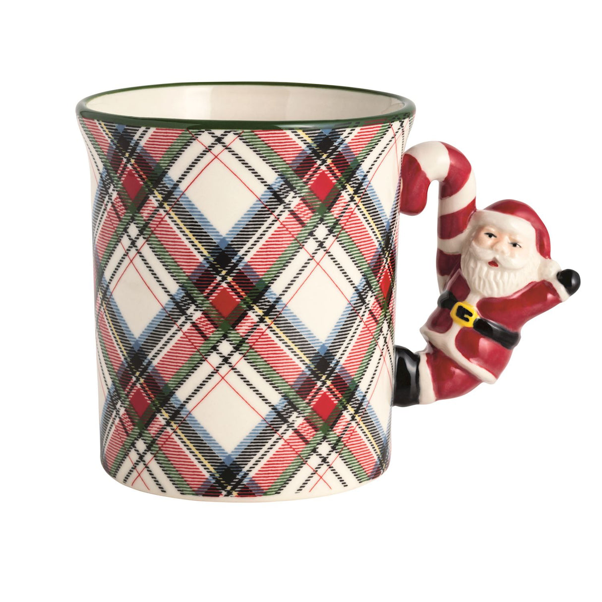 Santa Tartan Figural Handle Mug