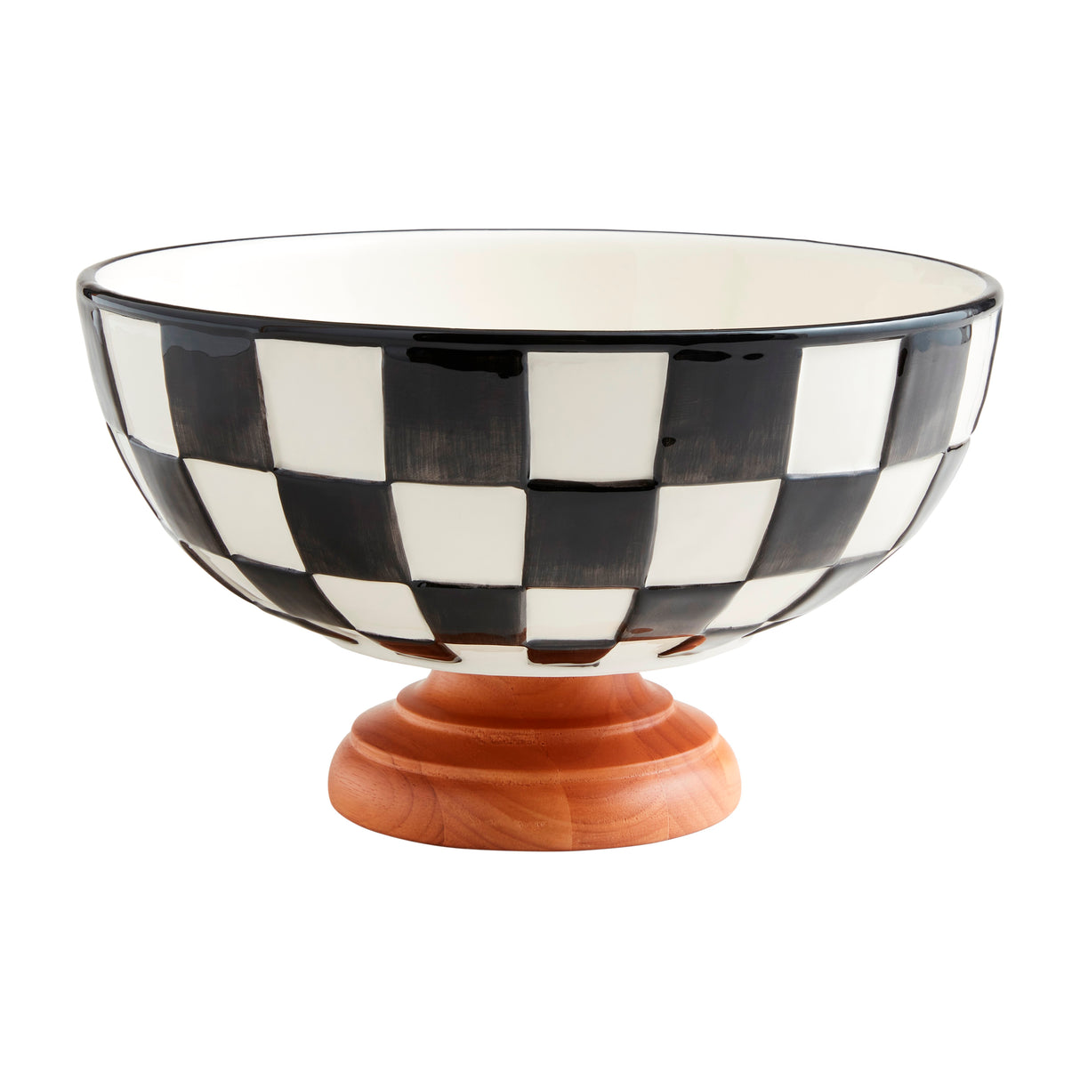 Black & White Check Pedestal Bowl