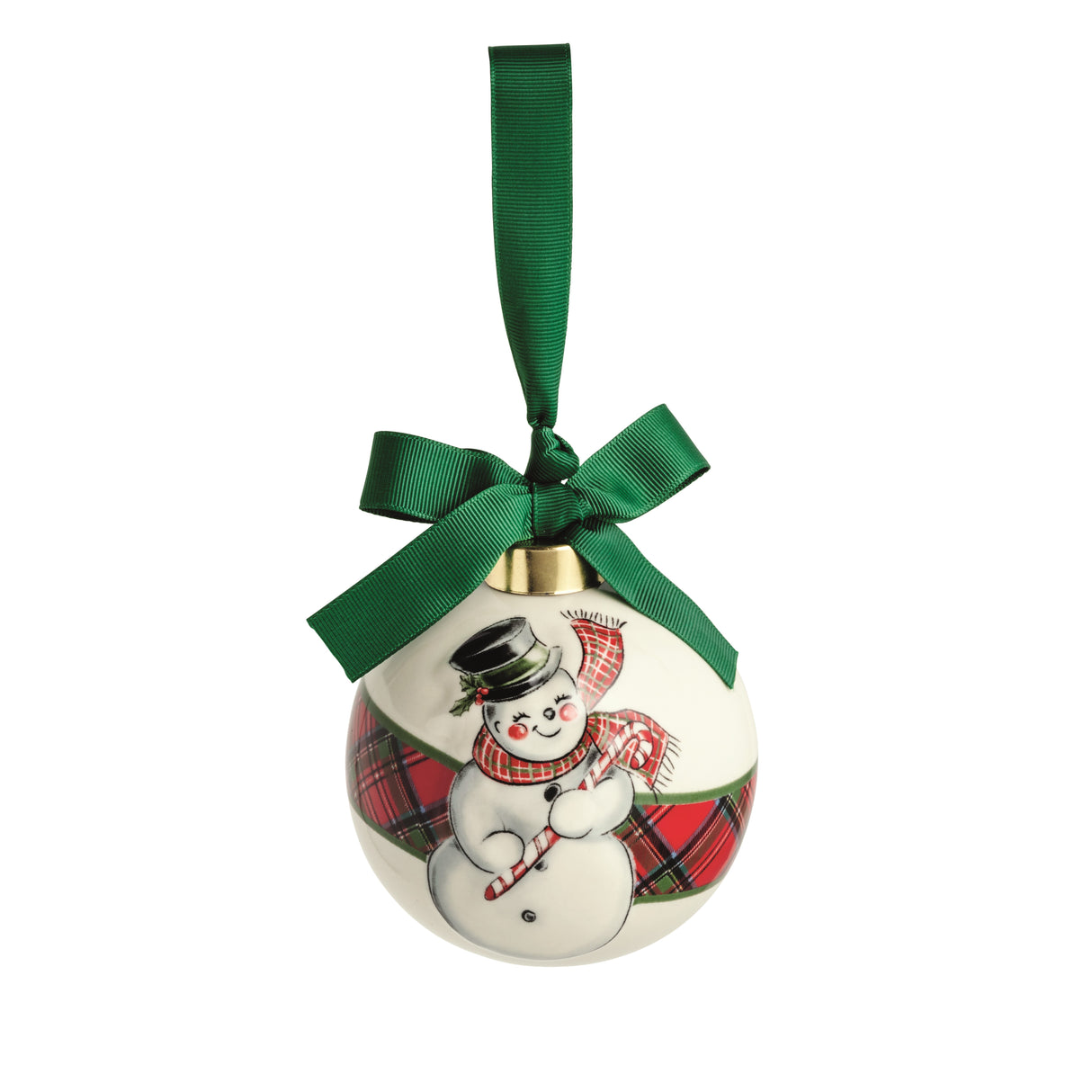 Snowman Tartan Stripe Ornament