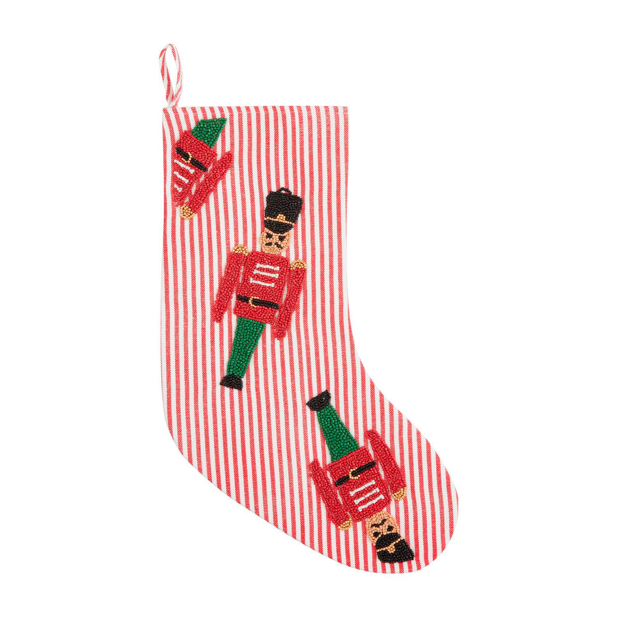 Nutcracker Beaded Christmas Stocking