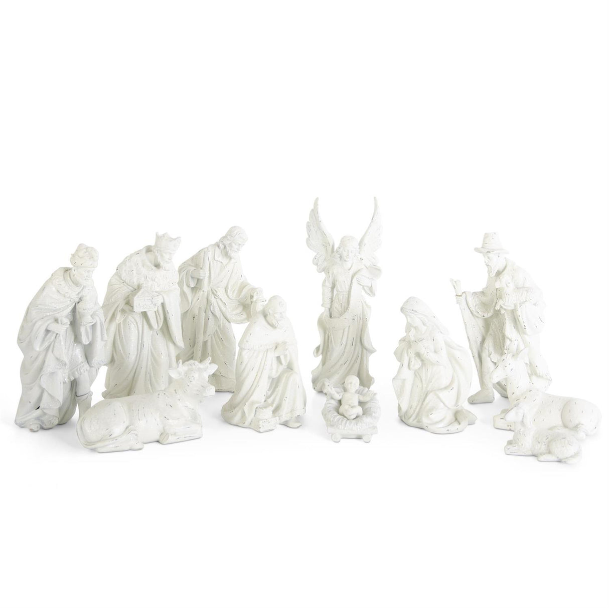 White Resin Sugared Nativity Set (12 Pieces)