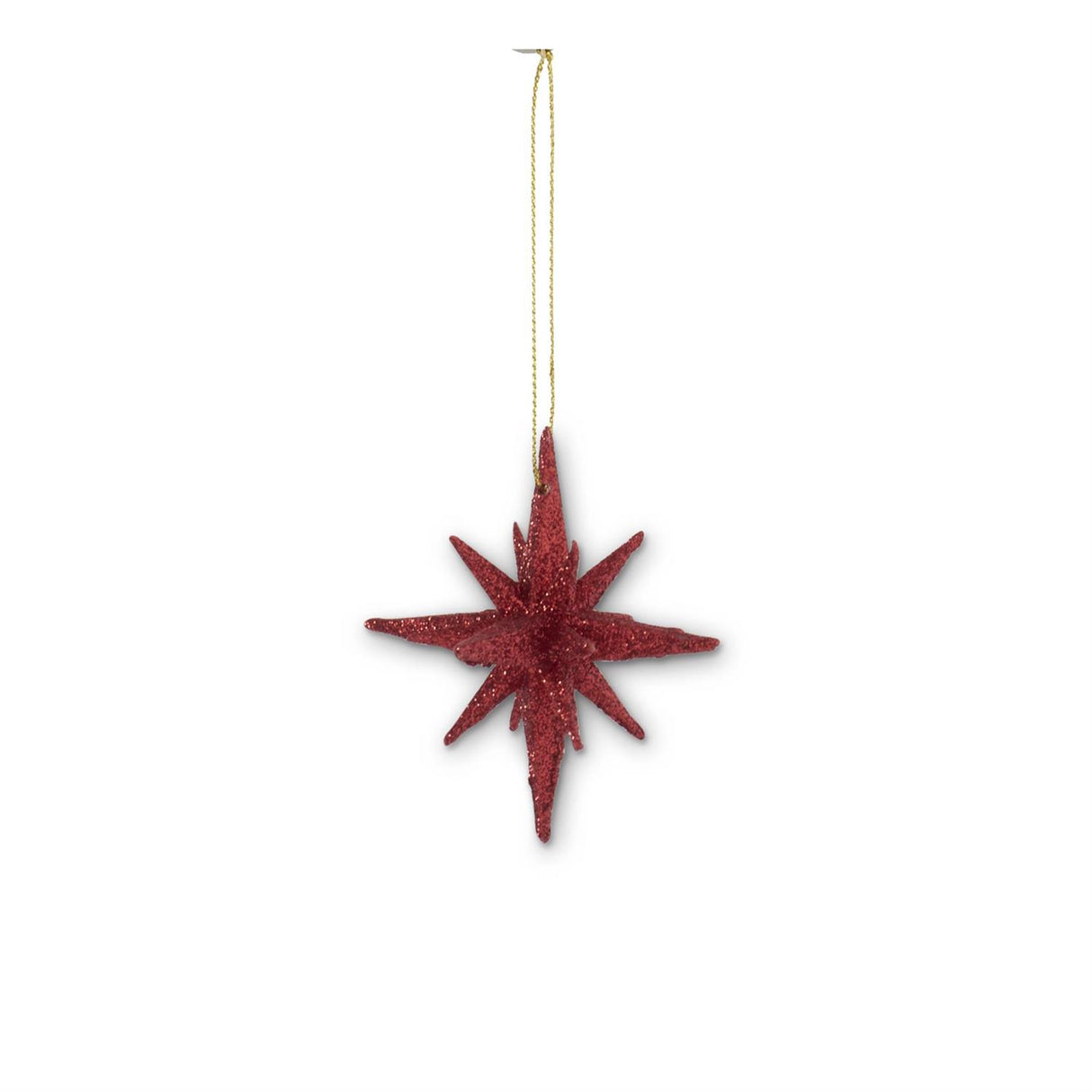 2 Inch 9 Point Red Glitter Star Ornament *