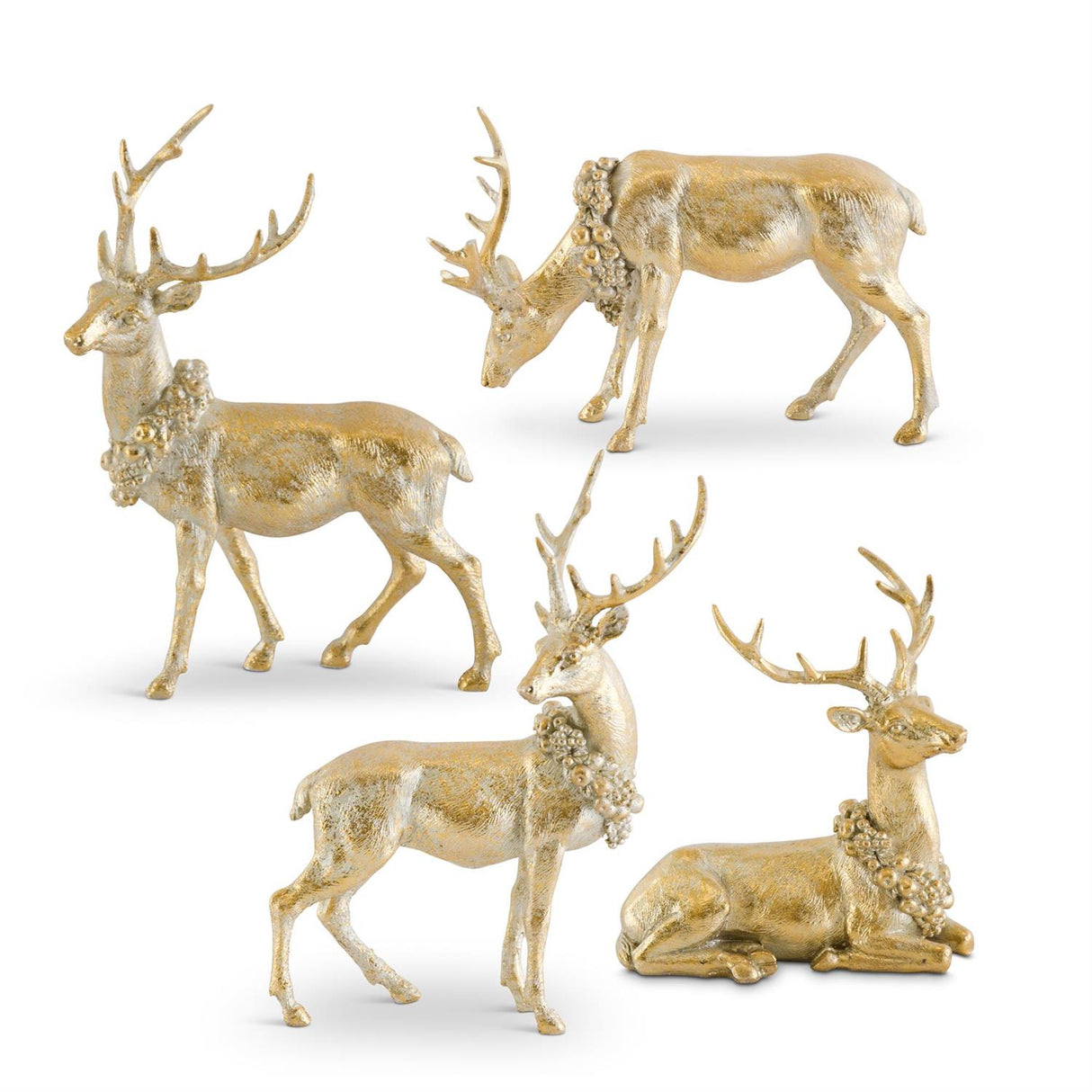 4 Antique Gold Resin Deer