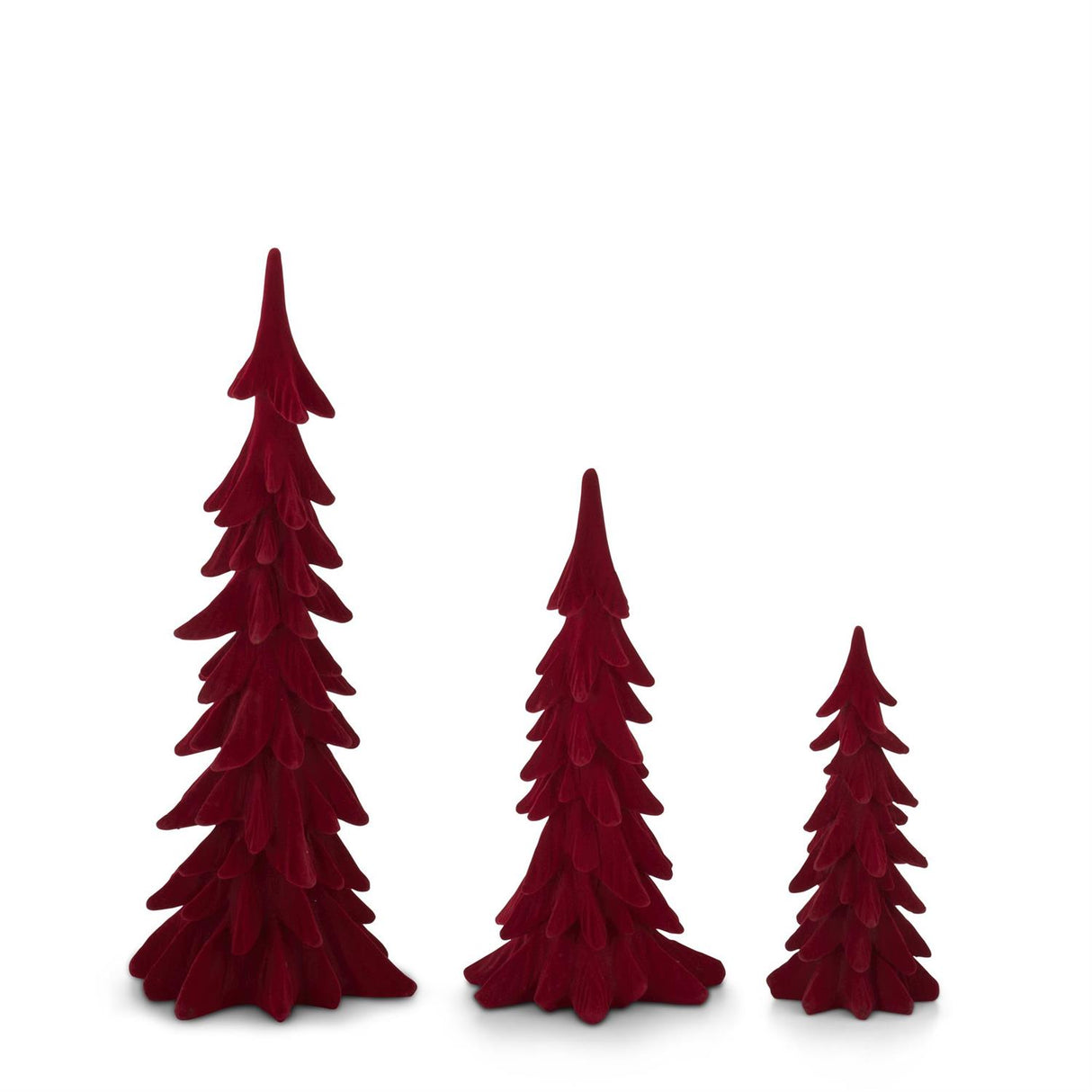 3 Small Red Velvet Christmas Trees
