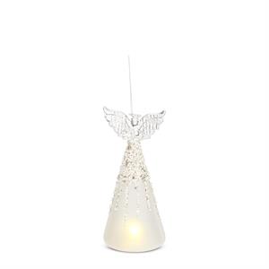 3 Frosted & Beaded Glass LED Angels w/Timer