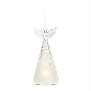 3 Frosted & Beaded Glass LED Angels w/Timer