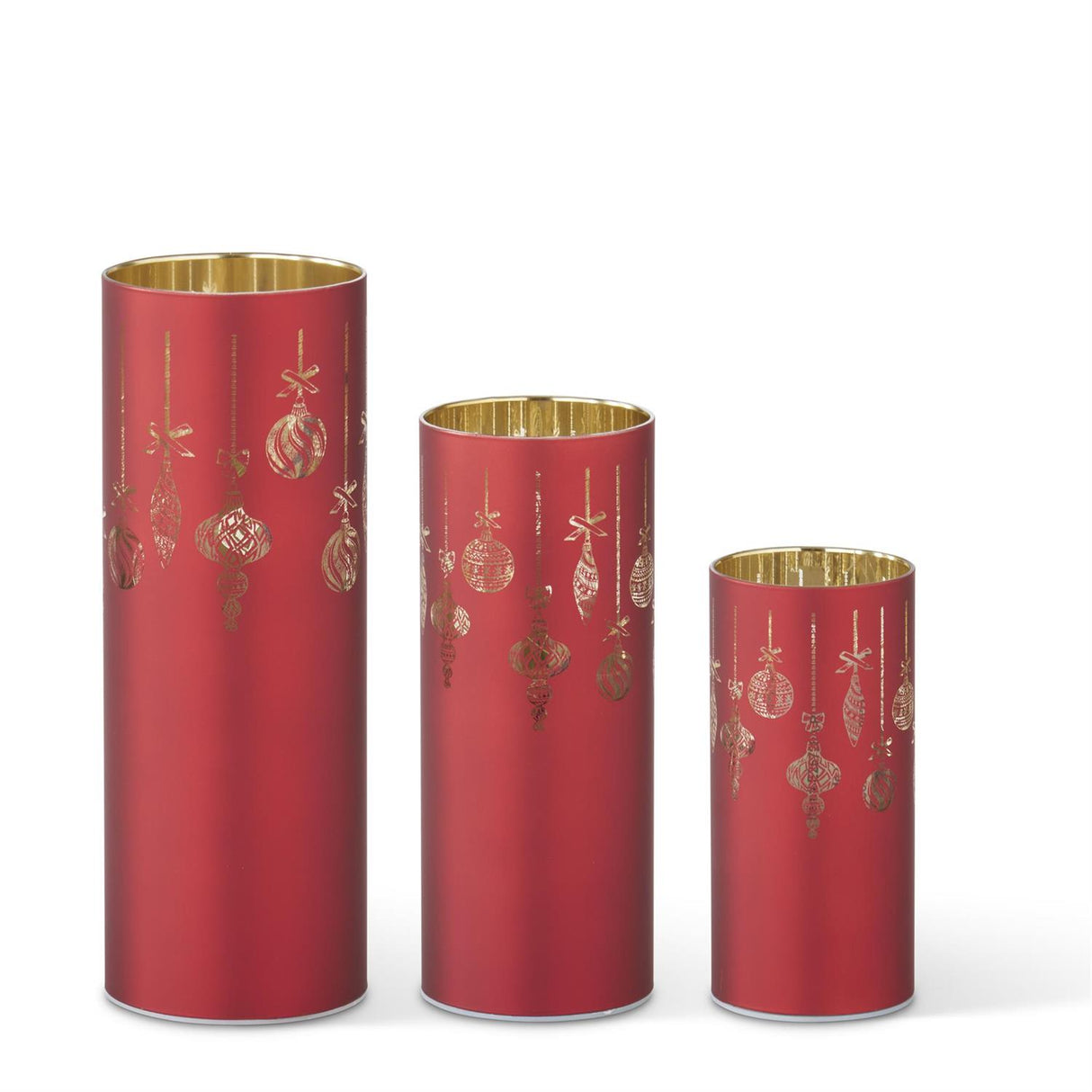 3 Red Laser Engraved Ornament LED Rotating Cylinders w/Timers