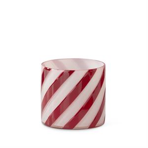3 Red & White Glass Swirl Containers