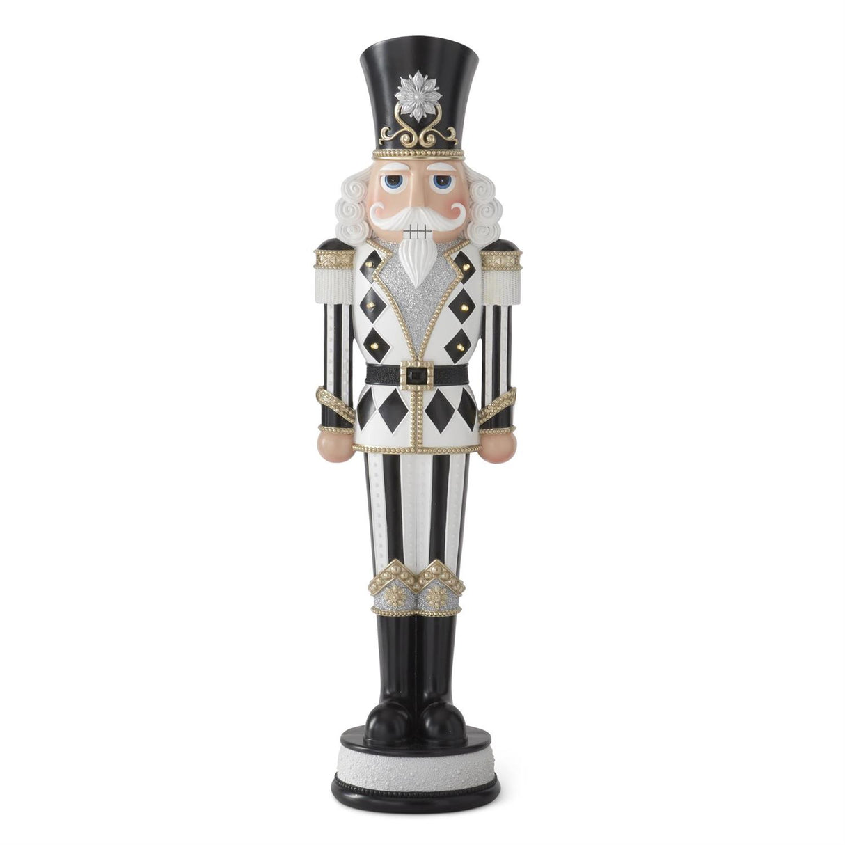 36 Inch Black & White Harlequin Check LED Nutcracker