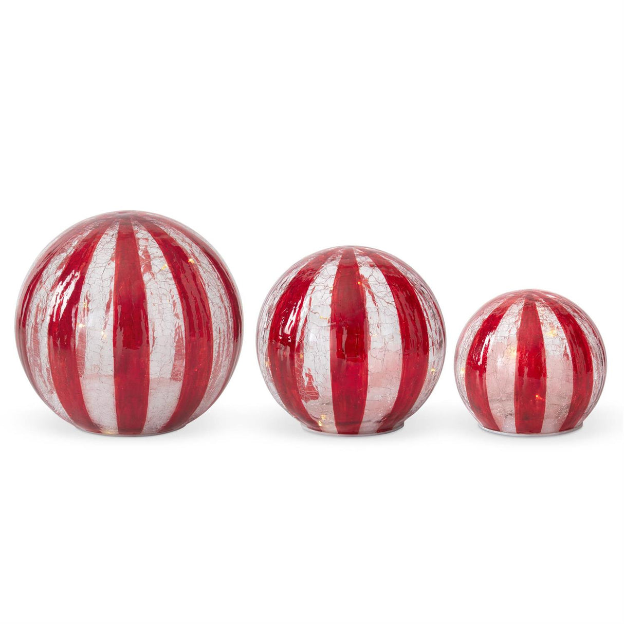 Red Striped Crackled Glass LED Globes
