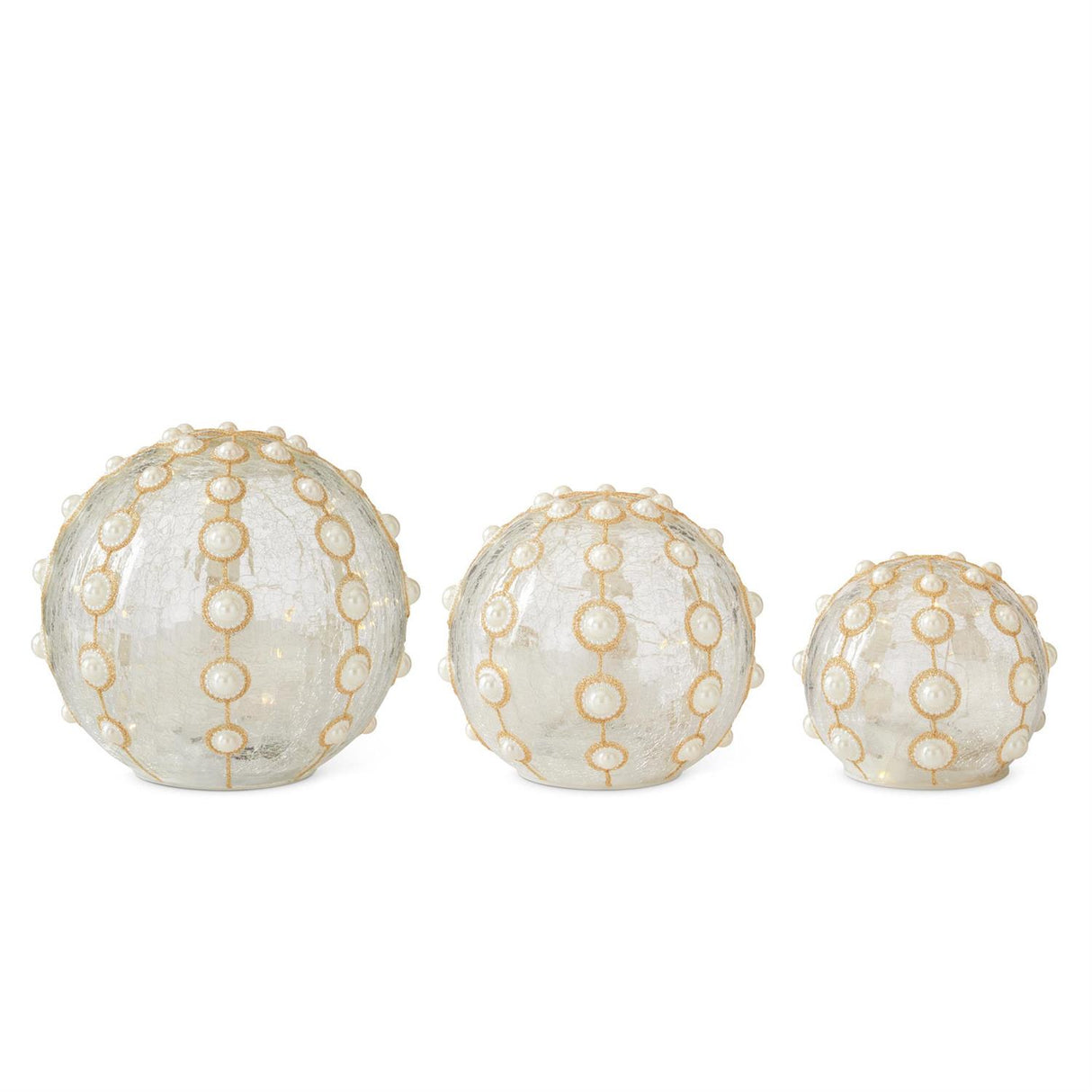 Clear Glass & Gold Glitter w/Pearls LED Gl