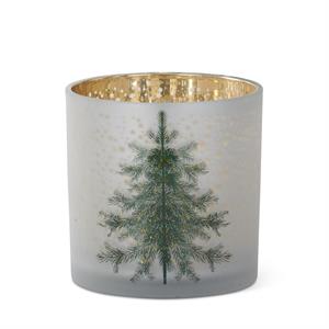 3 Frosted White Glass Christmas Tree Container