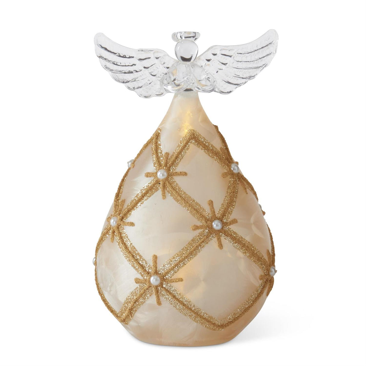 6.5 Inch Inch Gold & Pearl LED Angel Praying w/Timers