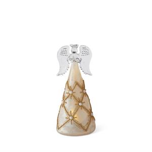 3 Gold & Pearl LED Tall Angels w/Timers