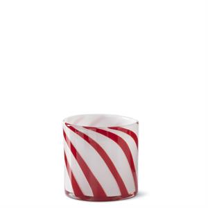 Red & White Swirl Stripe Cylinder Blown Glass