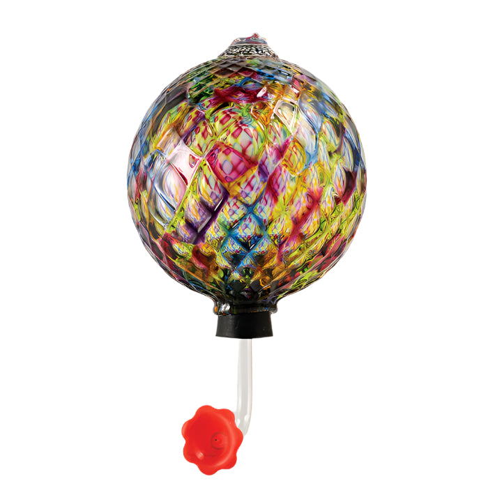 Local Handblown Glass Hummingbird Feeder - Round