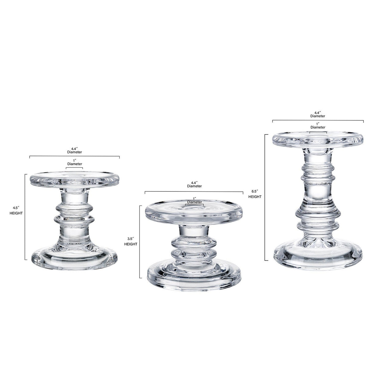 D4.25"H3.5"/4.2" - Glass Candle Holders