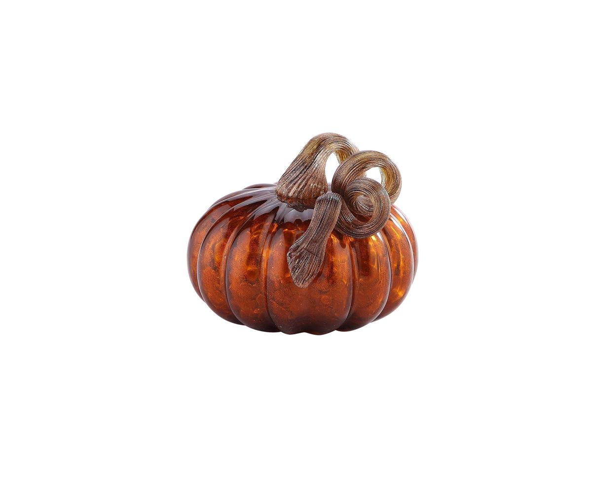 D5.5''h5.5'' - Glass Pumpkin With Curly Stem