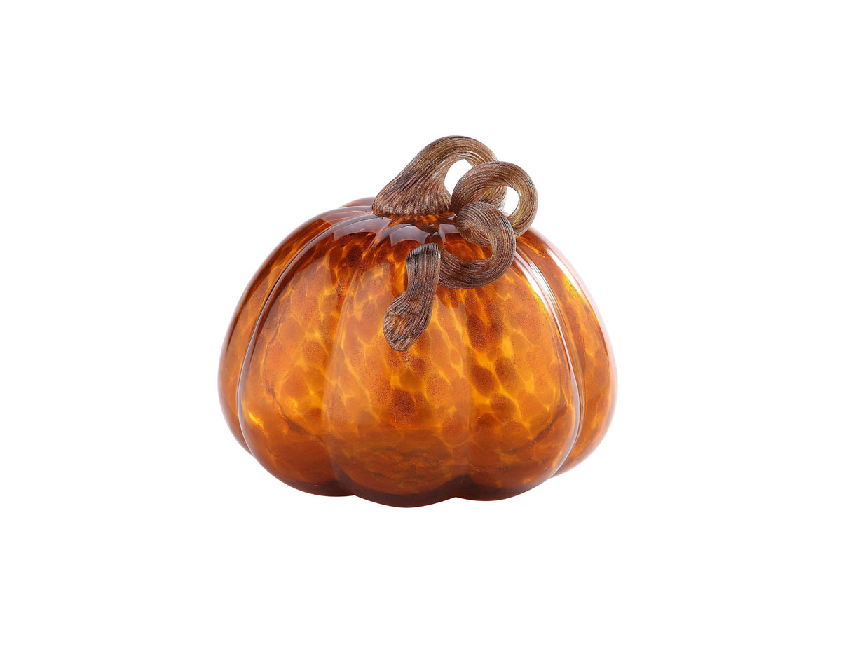 D7.5''h7.5'' - Glass Pumpkin With Curly Stem