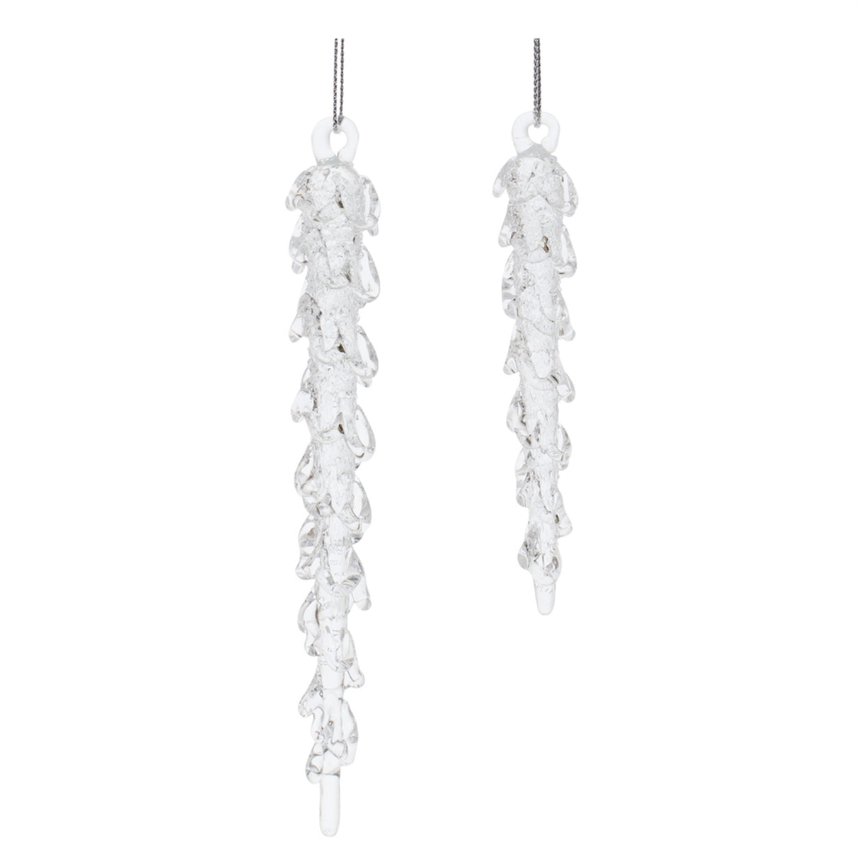 Icicle Ornament 4"H, 5.75"H Glass