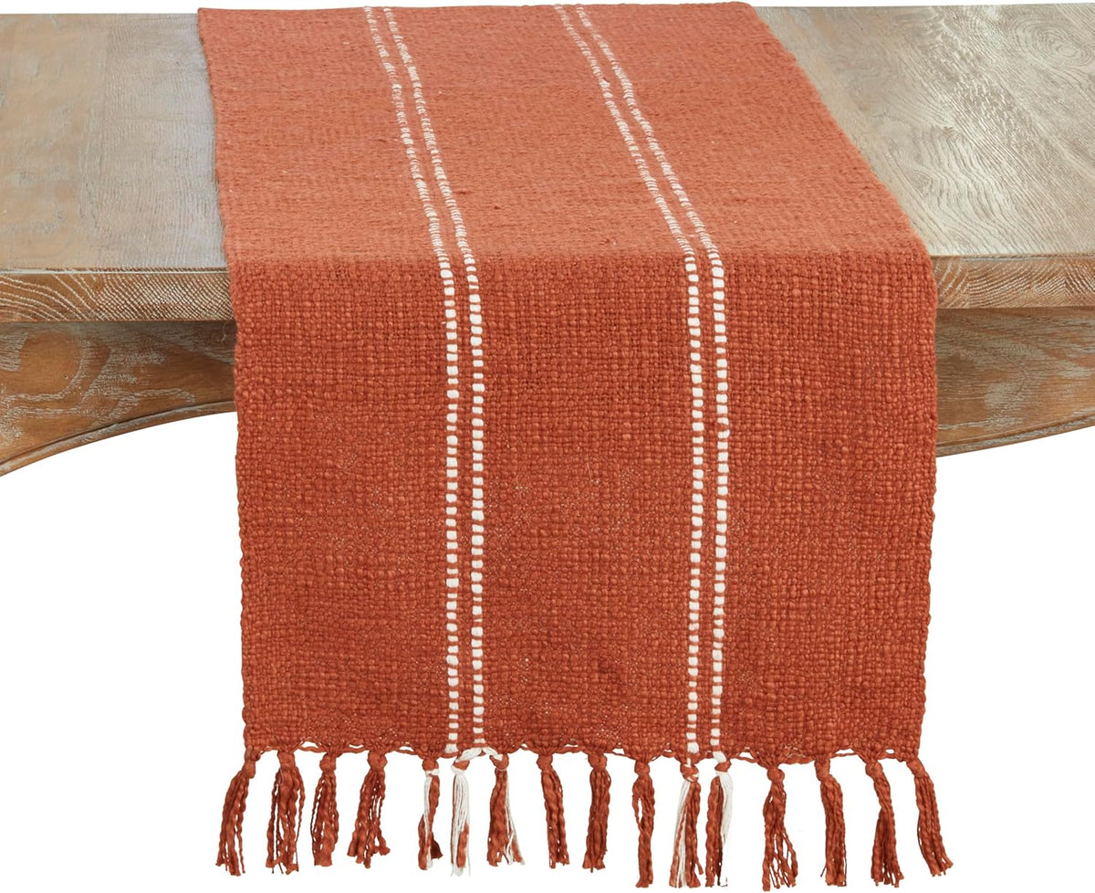 Stitched Line Runner - Rust - Oblong - 16"x72"