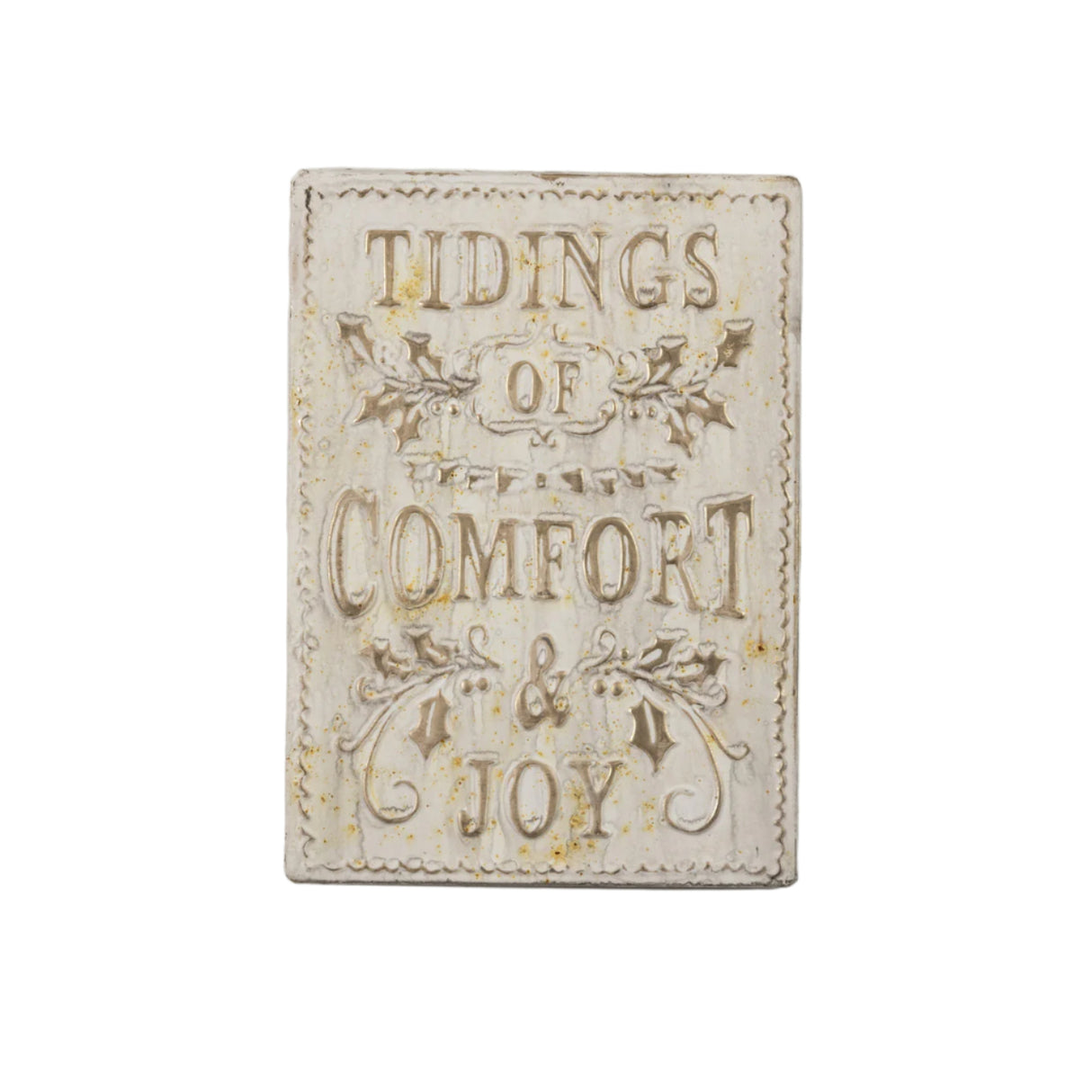 Gold & White Tidings of Comfort & Joy Sign