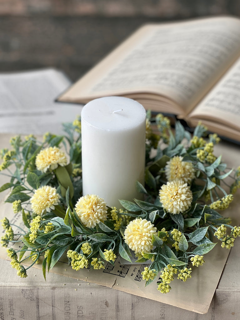 4.5" Wicklow Blooms Candle Ring | Yellow