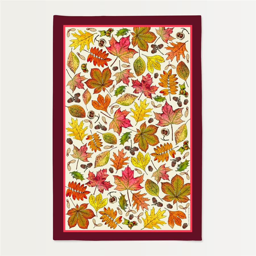 Cheerful Fall Leaves Cotton Towel