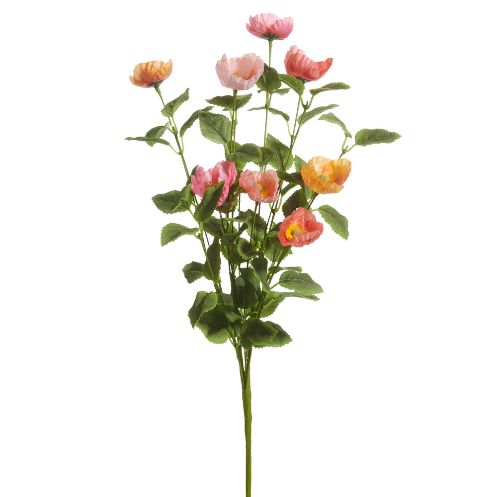 21.5" Pink and Coral Poppy Bush
