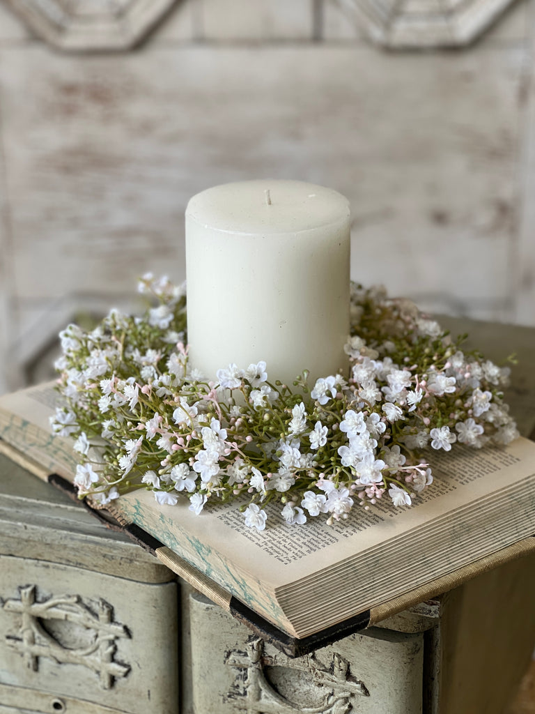 6" Stardust Blooms Candle Ring | White