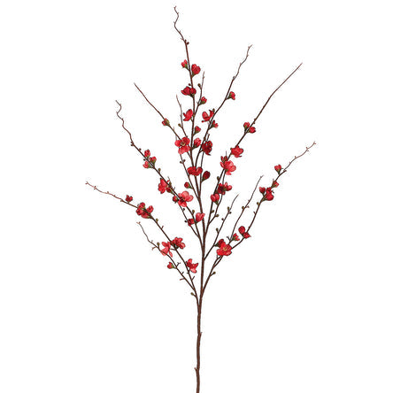 45" Silk Quince Blossom Flower Spray -Red