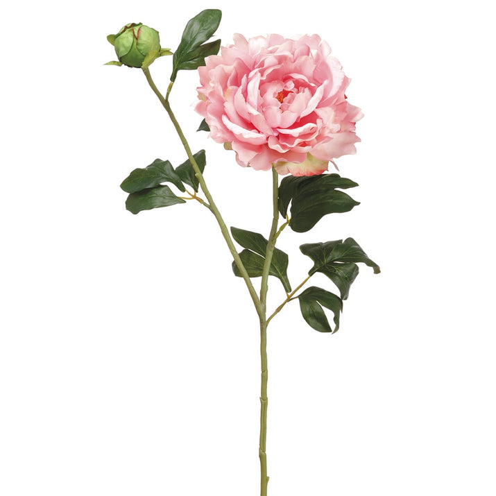 31" Peony Silk Flower Stem -Pink