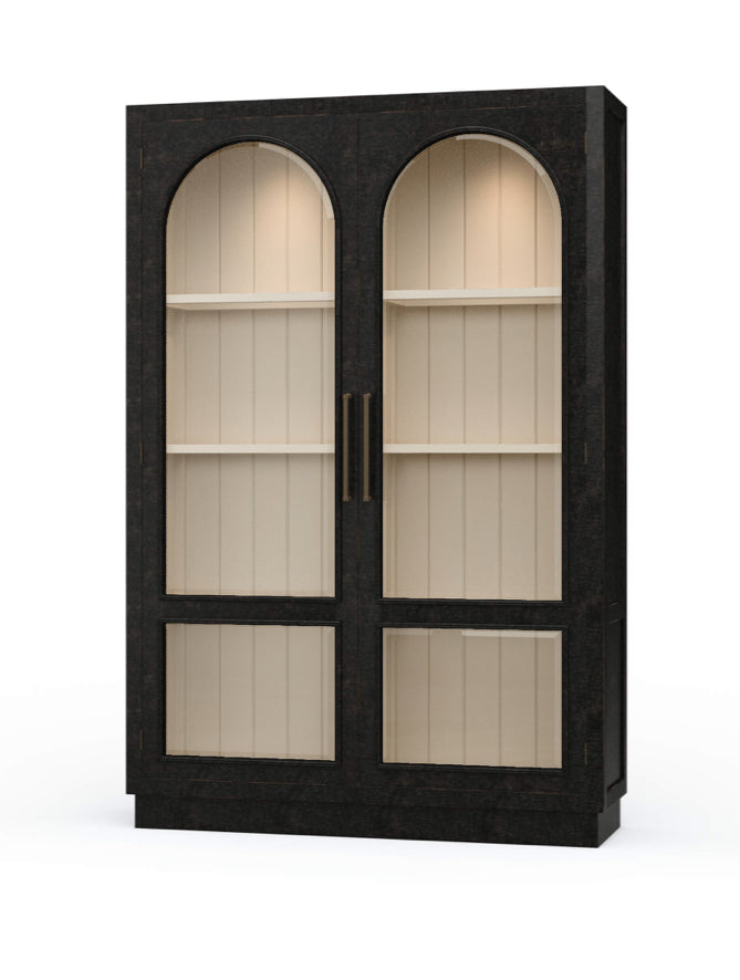 Vannes 2 Door Display Cabinet w/ Glass Shelves and LED lights