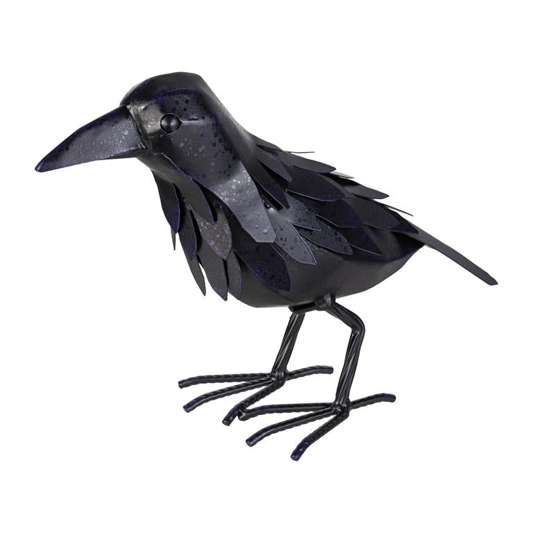 Haunted House, Halloween Crow Metal Statuary, 8"H