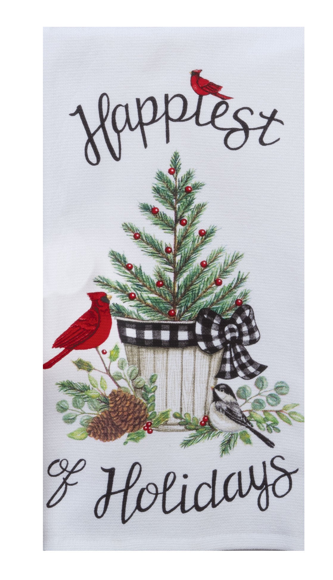 Winter Cardinal Happiest Holidays Dual Purpose Towel