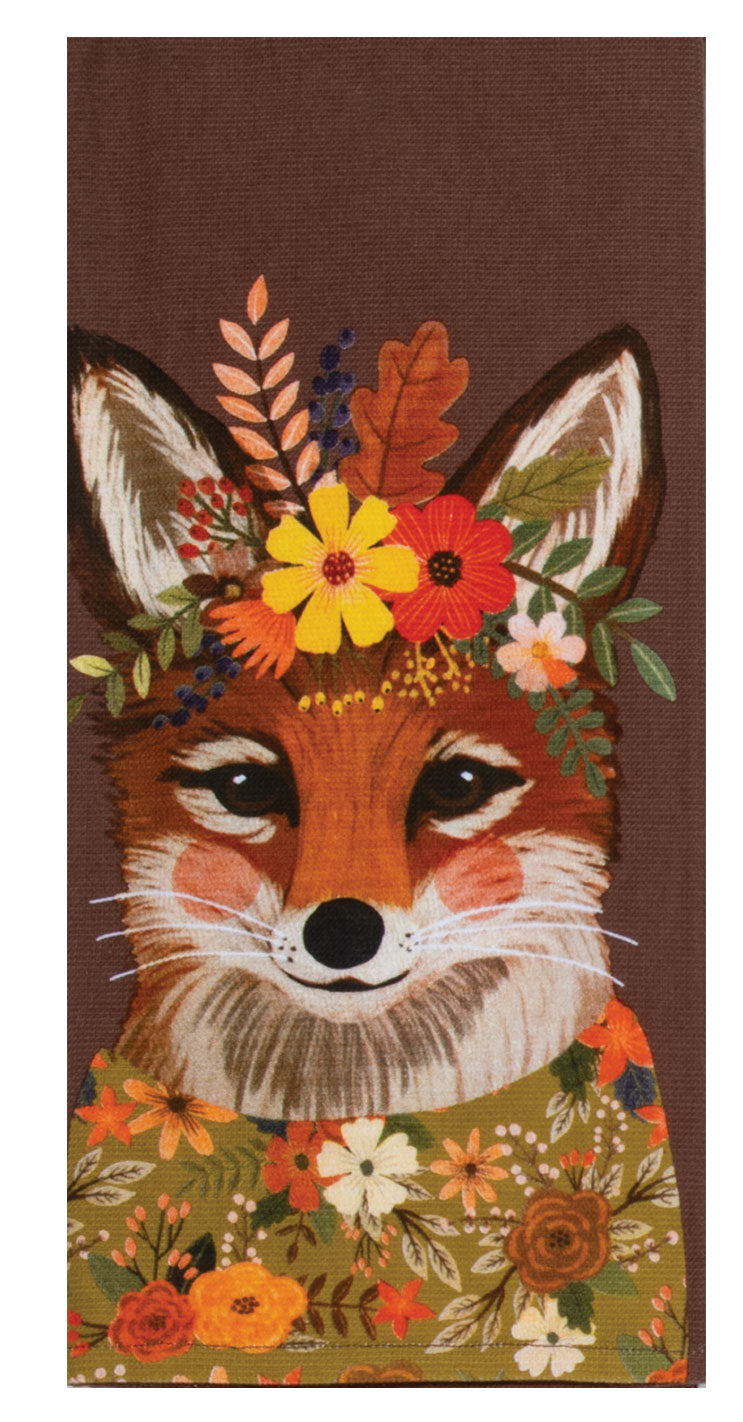 Fall Flowers Everywhere Fox Dual Purpose Towel