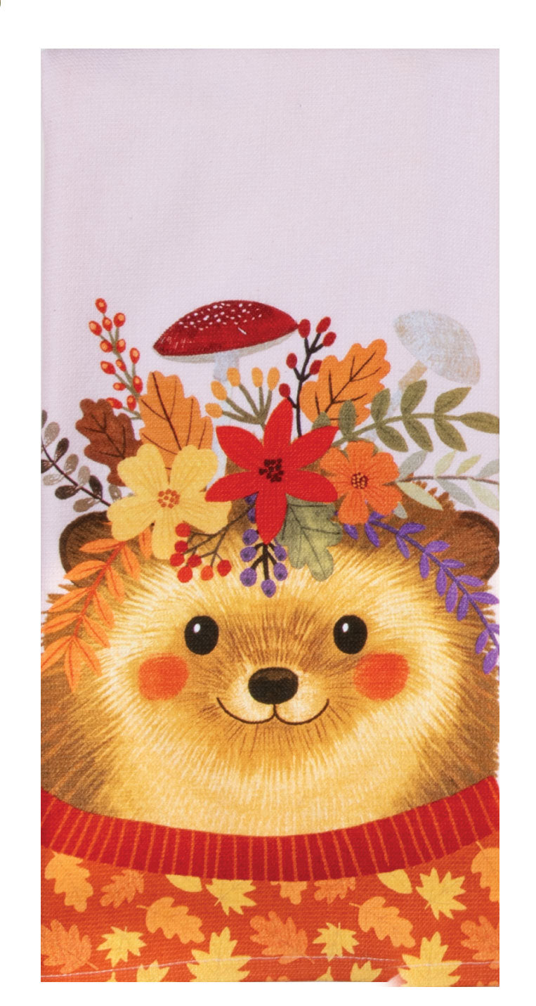 Fall Flowers Everywhere Hedgehog Dual Purpose Towel